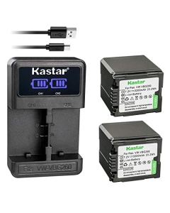 Kastar 2 Pack Battery and LCD Dual USB Charger Compatible with Panasonic HDC-MDH1GK, HDC-SD1, HDC-SD1-S, HDC-SD3, HDC-SD5, HDC-SD5EG-K, HDC-SD5EG-S, HDC-SD5GC-K, HDC-SD5GK, HDC-SD5BNDL, HDC-SD7