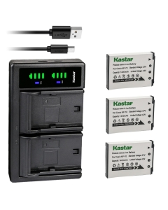 Kastar 3-Pack Battery and LTD2 USB Charger Compatible with Casio Exilim Zoom EX-Z150, Exilim Zoom EX-Z150BK, Exilim Zoom EX-Z150GN, Exilim Zoom EX-Z150PK, Exilim Zoom EX-Z150RD, Exilim Zoom EX-Z150SR