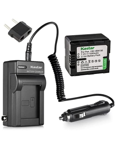 Kastar Battery and Charger Replacement for Panasonic VW-VBN130 Work with Panasonic HC-X800 HC-X900 HC-X900M HC-X910 HC-X920 HC-X920M HDC-HS900 HDC-SD800 HDC-SD900 HDC-TM900 Cameras