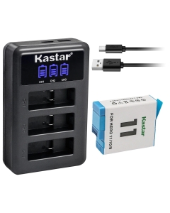 Kastar 1 Pack Battery and LCD Triple USB Charger Compatible with GoPro ADDBD-211 ADBAT-001 ADDBD-001 Battery, GoPro HERO11 HERO 11 Black Action, HERO10 Black Edition, HERO9 Black Edition Action Camera