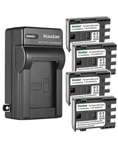 Kastar 4-Pack Battery and AC Wall Charger Replacement for Canon FVM200, iVIS DC301, iVIS DC310, iVIS DC320, iVIS DC330, iVIS DC410, iVIS DC420, iVIS HG10, iVIS HV20, iVIS HV30, IXY DV3, IXY DVM3