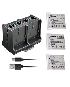 Kastar 3-Pack Battery and Quadruple Charger Compatible with Canon PowerShot SD30, SD40, SD200, SD300, SD400, SD430, SD450, SD600, SD630, SD750, TX1 Digital Camera