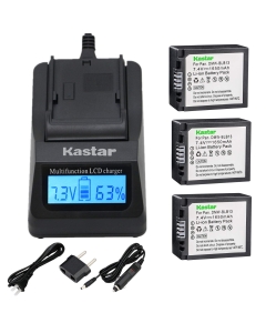 Kastar Fast Charger and Battery (3-Pack) Replacement for Panasonic DMW-BLB13 DMW-BLB13E DMW-BLB13GK and Panasonic DE-A49 DE-A49C work with Panasonic Lumix DMC-G1 DMC-G2 DMC-G10 DMC-GF1 DMC-GH1 Cameras
