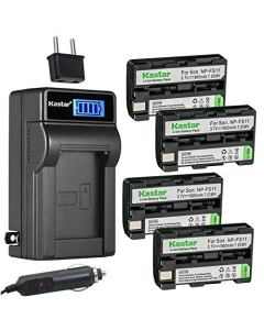 Kastar 4-Pack NP-FS11 Battery and LCD AC Charger Compatible with Sony DSC-F55, DSC-F55V, DSC-P1, DSC-P20, DSC-P30, DSC-P50 Cameras