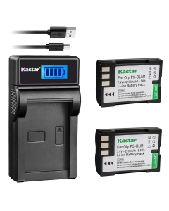 Kastar Battery (X2) & LCD Slim USB Charger for Olympus BLM-1, BLM-01, PS-BLM1 and Olympus C-5060, C-7070, C-8080, E-1, E-3, E-30, E-520, EVOLT E-300, E-330, E-500, E-510 Camera
