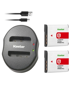 Kastar Battery (X2) & Dual USB Charger for Sony Cybershot DSC-HX5V, DSC-HX9V, DSC-W30, DSC-W35, DSC-W50, DSC-W55, DSC-W70, DSC-W80, DSC-W290, DSC-H10, H20, H50, H55, H70, H90 Battery+ More Cameras