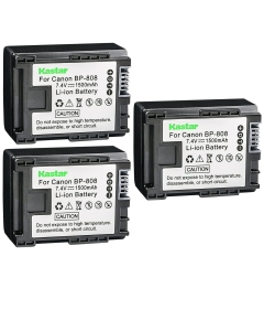 Kastar 3-Pack BP-808 Battery 7.4V 1500mAh Replacement for Canon VIXIA HF M400, VIXIA HF M406, VIXIA HF S10, VIXIA HF S11, VIXIA HF S20, VIXIA HF S21, VIXIA HF S30, VIXIA HF S100 Camera