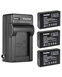 Kastar 3-Pack Battery and AC Wall Charger Replacement for Canon LP-E12 LPE12 Battery, Canon LC-E12 LC-E12E Charger, Canon EOS 100D, EOS M, EOS M2, EOS M10, EOS M100, EOS M200, PowerShot SX70 HS Camera