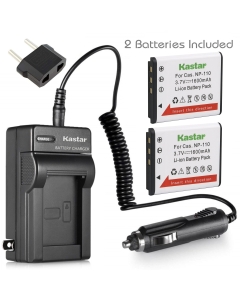 Kastar Battery X2 & Travel Charger for Cas NP-110 NP-160 JVC BN-VG212 BN-VG212U and Cas Exilim EX Series and JVC GZ-VX715SEU GZ-VX755 GZ-VX770 GZ-VX775 GZ-VX815B GZ-VX815BEK GZ-VX815BU GZ-VX895