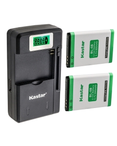 Kastar 2-Pack BL-5B Battery and Smart LCD Charger for Tecsun X3, A3, A5 Devices; 3.7V Output Voltage