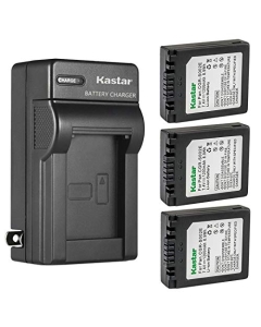 Kastar 3-Pack CGA-S002 Battery and AC Wall Charger Replacement for Panasonic CGR-S002, CGR-S002A, CGR-S002E, DMW-BM7 Battery, Panasonic DE-994, DE-994A, DE-A44 Charger