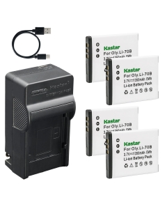 Kastar 4-Pack Battery and AC & USB-C Charger, Compatible with Olympus Li-70B D-700 D-705 D-710 D-715 FE-4020 FE-4040 FE-5040 VG-110 VG-120 VG-130 VG-140 VG-145 VG-150 VG-160 VR-120 VR-130 VR-140 X-940