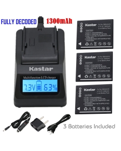 Kastar Ultra Fast Charger(3X faster) Kit and Battery (3-Pack) for Panasonic DMW-BCH7, DMW-BCH7PP, DMW-BCH7E, DE-A76 work with Panasonic Lumix DMC-FP1, DMC-FP2, DMC-FP3, DMC-FT10, DMC-TS10 Cameras [Over 3x faster than a normal charger with portable USB cha