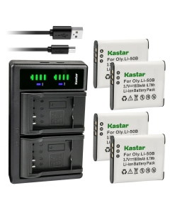 Kastar 4-Pack Battery and LTD2 USB Charger Compatible with Olympus Tough TG-835, Tough TG-850, TG-870, VG-170 VG-190, VH-410, VH-5, VH-510, VH-515, VH-520, VR-340, VR-350, VR-360, VR-370, XZ-1, XZ-10