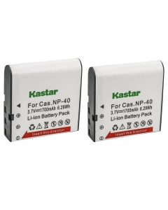 Kastar 2-Pack Battery CNP40 Replacement for Casio NP-40 CNP-40 Battery, Casio Exilim Zoom EX-Z650 PRO, EX-Z700, PRO EX-Z750, PRO EX-Z850, Exilim EX-Z400, Exilim EX-FC100, Exilim EX-FC150 Camera