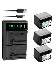 Kastar 3-Pack Battery and LTD2 USB Charger Replacement for Canon BP-708 BP708, BP-709 BP709, BP-718 BP718, BP-727 BP727, US 6055B002 Battery, Canon CG-700 CG700 Charger