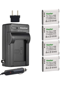 Kastar D-LI92 Battery (4-Pack) and Charger Kit for Ricoh Pentax D-LI92 Olympus LI-50B and Pentax Optio I-10, RZ10, RZ18, WG-1, WG-1 GPS, WG-2, WG-2 GPS, WG-3, WG-3 GPS, WG-4, WG-4 GPS, WG-10, X70