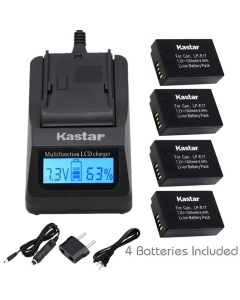 Kastar Ultra Fast Charger(3X Faster) Kit and Battery (4-Pack) for Canon LP-E17 Battery LC-E17, LC-E17C Charger and Canon EOS M3, EOS Rebel T6i, EOS Rebel T6s, EOS 750D, EOS 760D, EOS 8000D, Kiss X8i