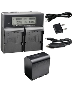 Kastar 1-Pack SSL-JVC70 Battery and AC LCD Dual Fast Charger Compatible with JVC GY-HM200U, GY-HM200HW, GY-HM200SP, GY-HM200SP Sports, GY-HM250 GY-HM250SP, GY-HM600, GY-HM600E, GY-HM600EC