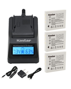 Kastar Compatible Fast Charger and Battery 3X Replacement for FNP-40, NP-40N, CGA-S004, CGA-S004A, CGA-S004E, CGR-S001B, DMW-BCB7, KLIC-7005, SLB-0737