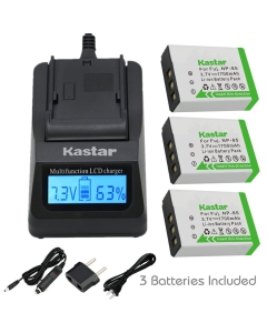 Kastar Fast Charger + Battery 3-Pack for Fujifilm NP-85, BC-85, BC-85A Work with Fujifilm FinePix S1, FinePix SL240, FinePix SL260, FinePix SL280, FinePix SL300, FinePix SL305, FinePix SL1000 Cameras