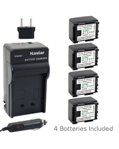 Kastar Battery (4-Pack) and Charger Kit for Canon BP-809, BP-819, BP-827 Work with Canon FS10, FS11, FS100, FS21, FS22, FS200, FS31, FS300, VIXIA HF10, HF11, HF100, HF20, HF200, HF S10, S100, S20, S21, S200, HG20, HG21, HG30, G10, M30, M31, M300, M30, M31