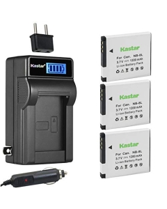 Kastar 3-Pack NB-8L Battery and LCD AC Charger Compatible with Canon NB-8L NB8L, NB-8LH NB8LH Battery, Canon CB-2LA, CB-2LAE Charger, Canon PowerShot A2200 A3000 A3100 A3150 A3200 A3300 Digital Camera