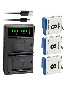 Kastar 3-Pack Battery and LTD2 USB Charger Replacement for GoPro HERO8 Hero 8, AHDBT-801, AHBBP-801, HERO7 Hero 7, AHDBT-701, AHBBP-701, HERO6 Hero 6, AHDBT-601, HERO5 Hero 5, AABAT-001, SPJB1B, Hero