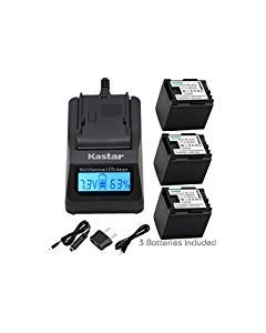 Kastar Fast Charger + BP-819 Battery (3X) for Canon VIXIA HF10, HF11, HF20, HF21, HF100, HF200, HF G10, HF M30, M31, M32, M40, M41, M300, M400, HF S10, S11, S20, S21, S30, S100, S200, HG20, HG21, XA13