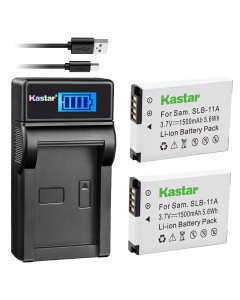 Kastar Battery (X2) & LCD USB Charger for Samsung SLB-11A SLB11A and Samsung WB600 WB650 WB700 WB1000 WB2000 CL65 CL80 EX1 HZ25W HZ30W HZ35W HZ50W ST1000 ST5000 ST5500 TL240 TL320 TL350 TL500 Cameras