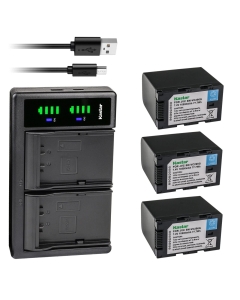Kastar 3-Pack Battery and LTD2 USB Charger Compatible with JVC BN-VC264G BN-VC296G Battery, GY-HC500 Series, JVC GY-HC500SPC Connected Cam 4K Handheld Camcorder, JVC GY-HC 550 GY-HC 550E Camcorder