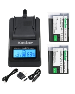 Kastar Ultra Fast Charger and Battery (2-Pack) Replacement for Nikon EN-EL15 MH-25 Nikon D7000 D7100 D7200 D7500 Z 6 Z6 Z 7 Z7 Z 7 Q3 Z7Q3 1 V1 D500 D600 D610 D750 D780 D800 D800E D810 D810A D850