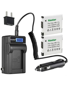 Kastar 2-Pack NB-11L Battery and LCD AC Charger Compatible with Canon IXUS 140, IXUS 145, IXUS 147, IXUS 150, IXUS 155, IXUS 157, IXUS 160, IXUS 165, IXUS 170, IXUS 172, IXUS 175, IXUS 177, IXUS 180