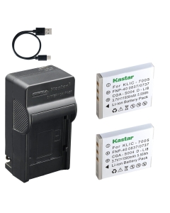 Kastar 2-Pack Battery and AC USB-C Charger, Compatible with Fujifilm NP-40, Pentax D-Li8, D-Li85, Panasonic DMW-BCB7, Kodak KLIC-7005, DLI-102, Samsung SLB-0737, Sanyo NP-40, HP R742, Vado Pocket