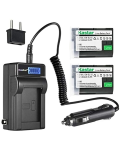 Kastar 2-Pack EN-EL15 Battery and LCD AC Charger Compatible with Nikon EN-EL15 EN-EL15a EN-EL15b EN-EL15e Battery, Nikon MH-25 MH-25a MH-25b Charger, Nikon MB-D11 MB-D12 MB-D14 MB-D15 MB-D16 MB-D18