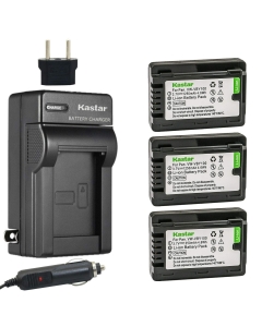 Kastar 3-Pack Battery and AC Charger with Car Adapter Compatible with Panasonic VW-VBY100 Battery, Panasonic HC-V110 HC-V110G HC-V110GK HC-V110K HC-V110P HC-V110P-K HC-V130 HC-V130K HC-V201 HC-V201K