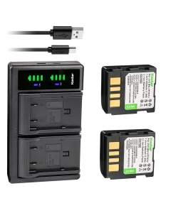 Kastar 2-Pack BN-VF707 Battery and LTD2 USB Charger Replacement for JVC GR-X5AA GR-X5AC GR-X5AG GR-X5AH GR-X5E GR-X5EK GR-X5EX GR-X5EY, JVC BN-VF707 BN-VF707U BN-VF714 BN-VF714U BN-VF733 BN-VF733U