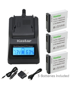 Kastar Ultra Fast Charger(3X Faster) Kit and Battery (3-Pack) for Panasonic DMW-BLH7 DMW-BLH7E DMW-BLH7PP Work with Panasonic Lumix DMC-GM1 DMC-GM1K DMC-GM5 DMC-GF7 Cameras