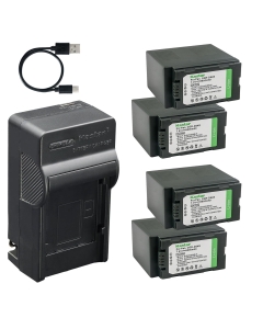 Kastar 4-Pack Battery and AC & USB-C Charger, Compatible with Panasonic CGA-D54 CGR-D54 VW-VBD29 VW-VBD55, for AG-AC90 DVC30 DVX100 HVX200 NV-MX500 HDC-Z10000 Camcorders
