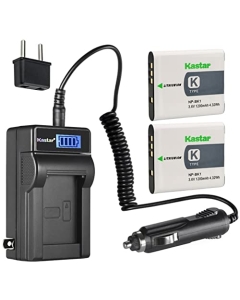 Kastar 2-Pack NP-BK1 Battery and LCD AC Charger Compatible with Sony NP-FK1 K Type Battery, BC-CSK Charger, Sony Cyber-Shot DSC-W180, Cyber-Shot DSC-W190, Cyber-Shot DSC-W370, Webbie MHS-PM1 Cameras