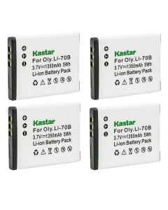 Kastar Li-70B Battery 4-Pack Replacement for Olympus Li-70B Li70B Battery, Olympus Li-70C Li70C Charger, Olympus VR-120, VR-130, VR-140, VR-145, X-940, X-990 Camera