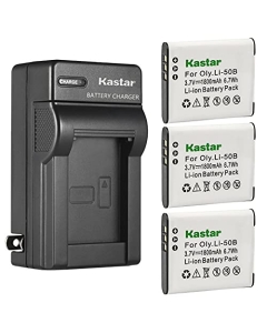 Kastar 3-Pack Battery and AC Wall Charger Replacement for Olympus Li-50B Traveller SH-25MR, SP-720UZ, SP-800, SP-800UZ, SP-810, SP-810UZ, SP-815UZ, Stylus 1010, Stylus 1020, Stylus 1030SW, Stylus 9000