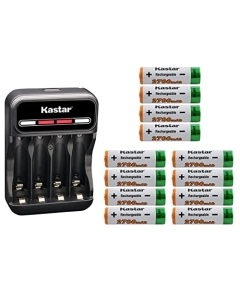 Kastar 12-Pack AA 1.2V 2700mAh Ni-MH Battery and CMH4 Smart USB Charger Compatible with Game Controller Calcultor Beauty Equipment Radio Electric Shaver Electronic Dictionary Portable Charger