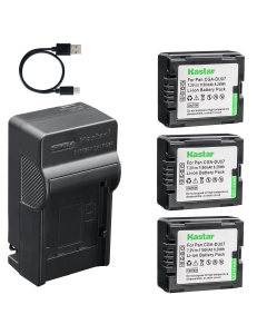 Kastar 3-Pack Battery and AC & USB-C Charger, Compatible with Panasonic CGA-DU06 DU07 NV-GS35 GS50 GS80 GS150 GS180 GS300 GS400 GS500, Hitachi DZ-BP7 DZ-GX20 GX25M HS300 HS303 HS500 HS903 Camcorders