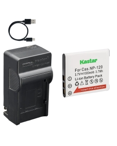 Kastar 1-Pack CNP-120 Battery and AC & USB-C Charger, Compatible with Casio Exilim EX-S200 S300 Z31 Z680 Z690 Z770 Z780 Z790 Z880 Z890 Z900 Z910 ZS10 ZS12 ZS15 ZS20 ZS26 ZS27 ZS28 ZS30 ZS35