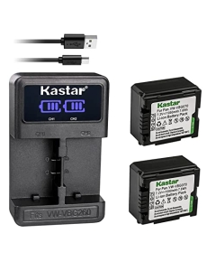 Kastar 2-Pack VW-VBG070 Battery and LED2 USB Charger Compatible with Panasonic VW-VBG070, VW-VBG070A, VW-VBG070-K, VW-VBG070PPK, DMW-BLA13 Battery, DE-A38, VSK0631, VSK0697, VSK0698 Charger
