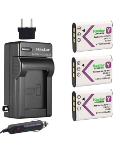 Kastar Battery 3X + Charger Replacement for NP-BY1 EN-EL11 LI-60B DLI-78 DB-L70 DB-80 Action Cam Mini HDR-AZ1 Coolpix S550 S560 FE-370 Optio L50 M50 M60 V20 W60 W80 R50 VPC-E10