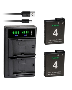 Kastar 2-Pack Battery and LTD2 USB Charger Compatible with DJI Osmo Action 3/4/5 Pro Battery, DJI Osmo Action 3, Action 4, Action 5 Pro Sport Camera
