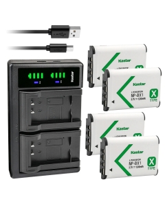 Kastar 4-Pack NPBX1 Battery and LTD2 USB Charger Replacement for Sony HDR-MV1, HDR-PJ240, HDR-PJ240E, HDR-PJ270, HDR-PJ270E, HDR-PJ405, HDR-PJ410, HDR-PJ440 Digital Camera, Sony Shooting Grip VCT-SGR1