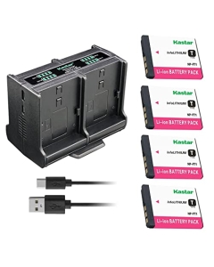 Kastar 4-Pack Battery and Quadruple Charger Compatible with Sony Cyber-Shot DSC-T1, DSC-T3, DSC-T3/B, DSC-T3S, DSC-T5, DSC-T5/B, DSC-T5/N, DSC-T5/R, DSC-T9 Digital Camera